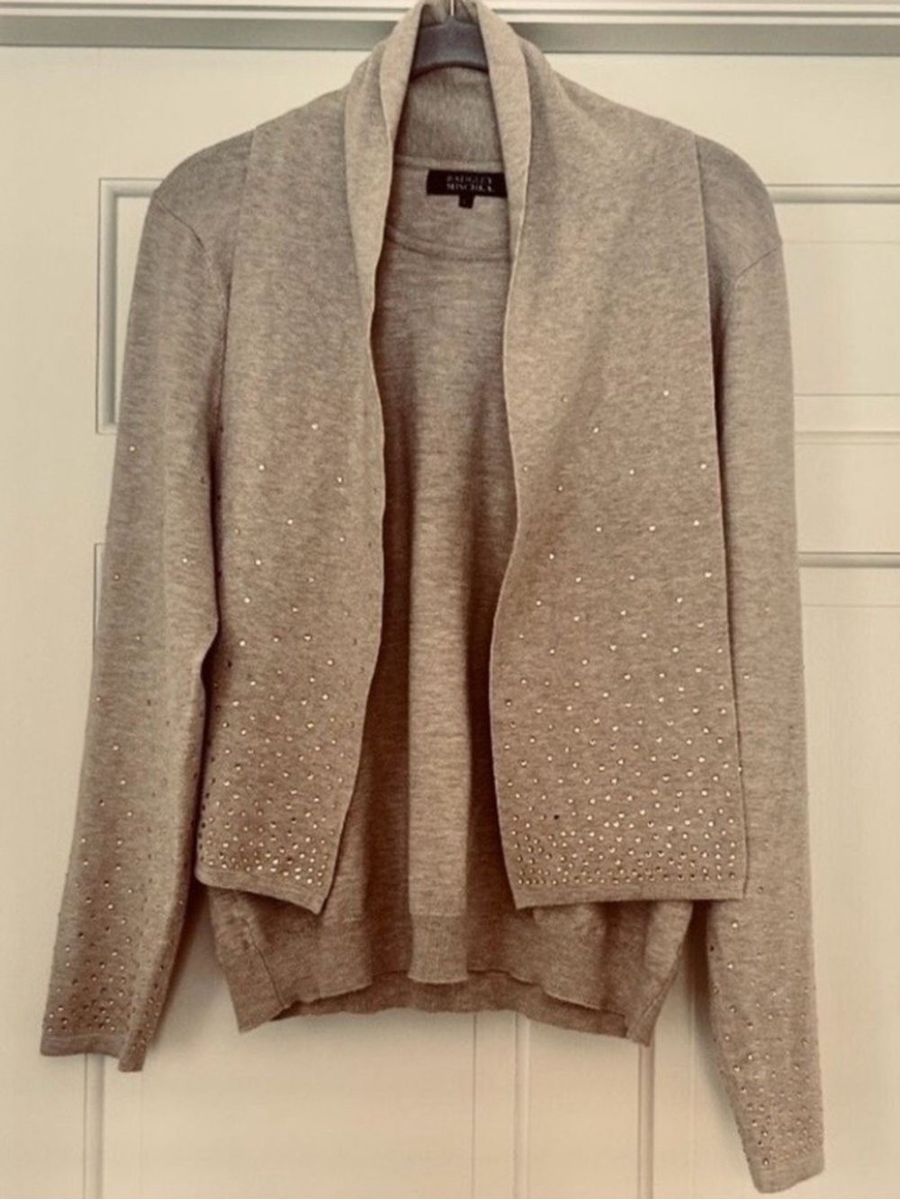 Women's Scarf Sweater Fawn Beige Gold Rhinestones One Piece EUC Size Large